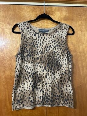 Josephine Chaus Animal Print Sleeveless Tank in Tan and Black